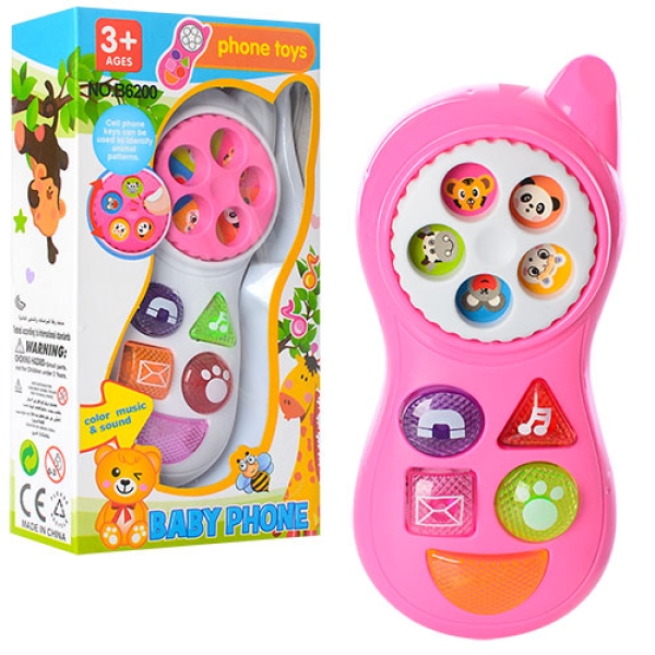 Телефон B6200 13см, музика, світло, 2 кольори, на батарейці, в коробці 9x16.5x4см