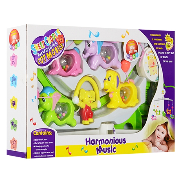 Карусель 1245 на ліжечко, заводна, музична в коробці 38,5x24x6,5 см