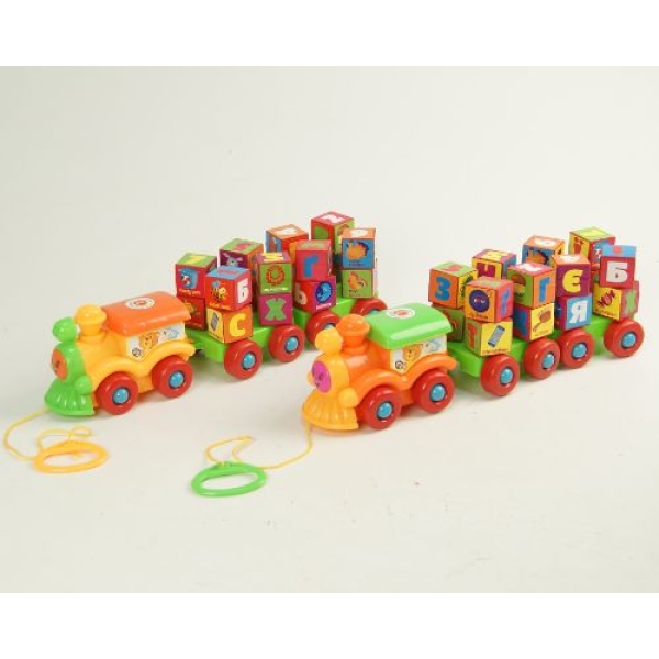 Розвиваюча іграшка-каталка Паровоз-логіка Буквовоз (укр. алфавіт, цифри) PL-401