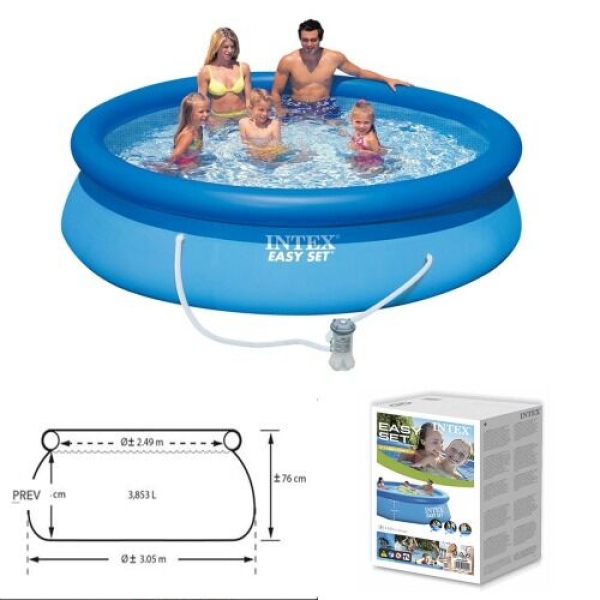 Надувний басейн Intex Easy Set 28118NP 305×61 см, 3077 л, з фільтр-насосом 1250 л/год