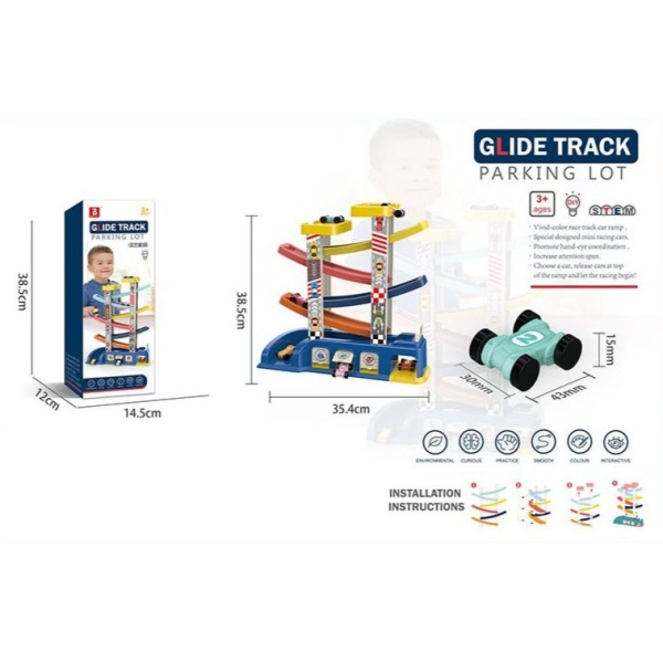 Автотрек 6606 с машинками "Скоростной спуск" 6 уровней, с гаражом