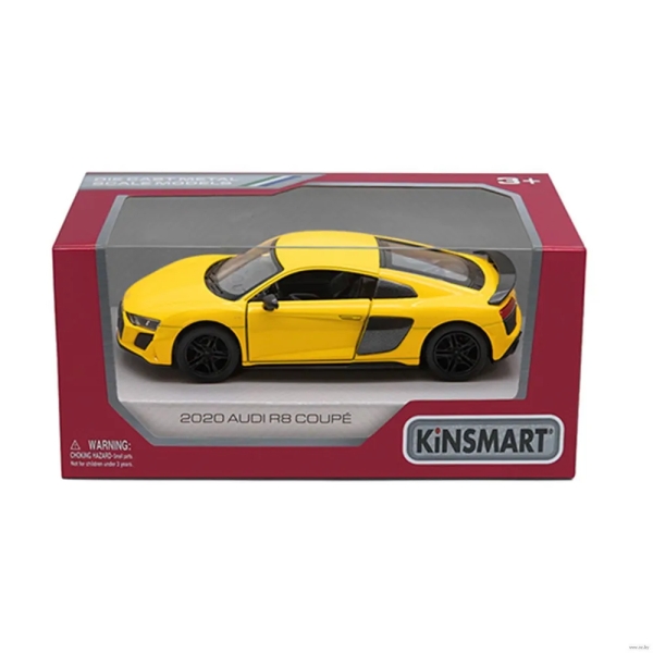 Металлическая машинка Kinsmart 1:36 2020 Audi R8 Coupe, инерционная, Желтая, KT5422W
