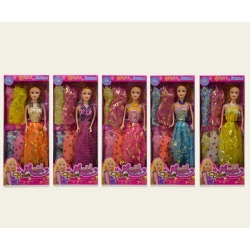Лялька 5533A-3 (144шт/2) 5 видів, з набором суконь, у коробці 32, 5*4*13см