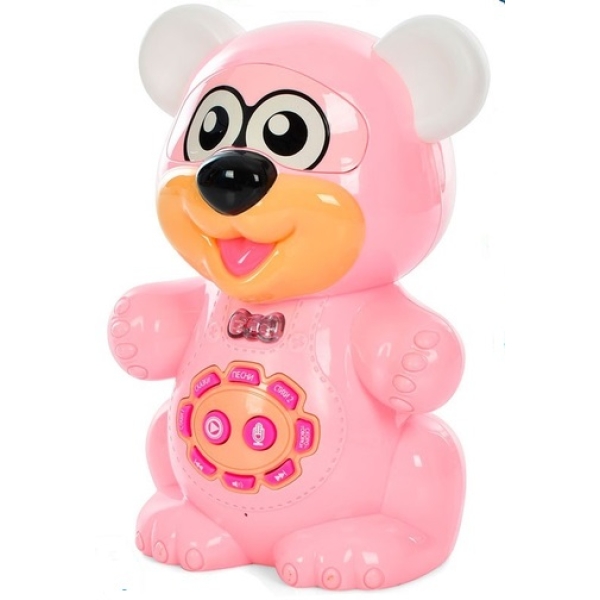 Интерактивная музыкальная игрушка Болтливый зверек Медвежонок FT 0043 / Розовый