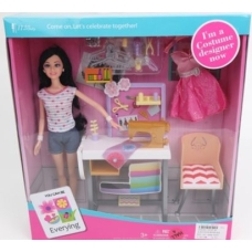 Лялька "Модельєр" JX200-86 стіл, швейна машинка, аксесуари, кор. - 32 * 8 * 35 см