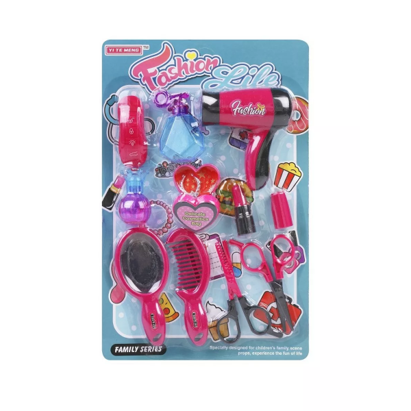 Перукарський набір 58497: фен, ножиці, гребінці, аксесуари (на планшетці 23,5×36 см)