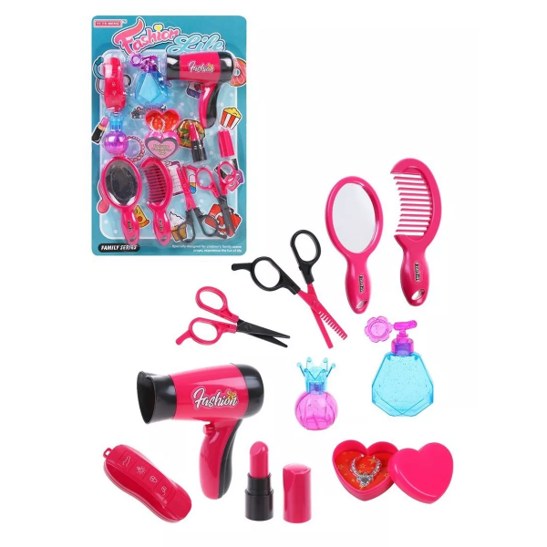 Перукарський набір 58497: фен, ножиці, гребінці, аксесуари (на планшетці 23,5×36 см)