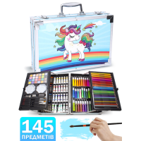 Набор для рисования и творчества в чемоданчике юного художника детский Play Okay 145 предметов 3488 Синий Единорог