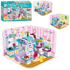 Конструктор Qman 3в1: Комната для девочки (гостиная, кухня, спальня) 194 детали 4801