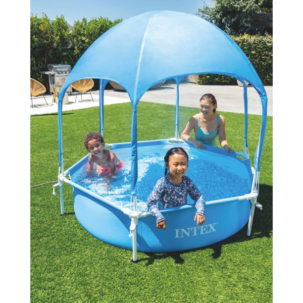 Каркасный бассейн Intex 28209 Canopy Metal Frame 183х38см с навесом, 700л.