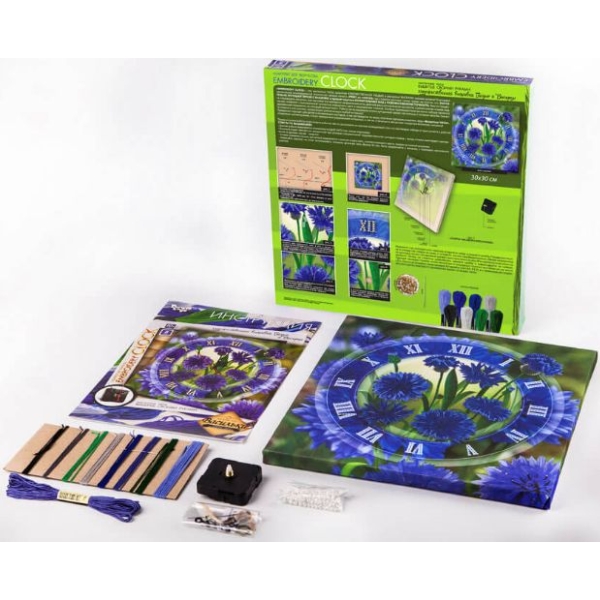 Набор для вышивки и создания часов 'Васильки' (Embroidery Clock ЕС-01-02)