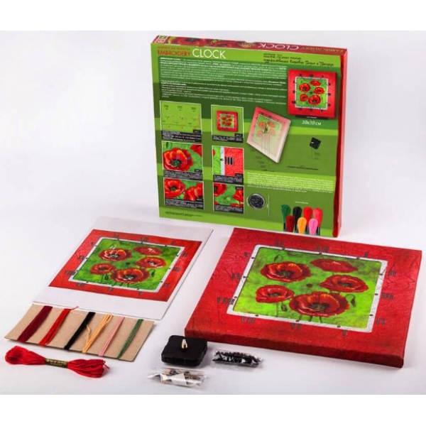 Набор для вышивания и создания часов "Маки" (Embroidery Clock EC-01-05)