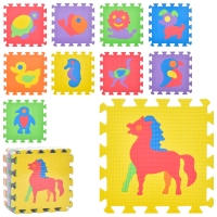 Коврик Мозаика M 0376-1, EVA, животные, 10 деталей, 30-30см, пазл, в кульке, 30-30-8см