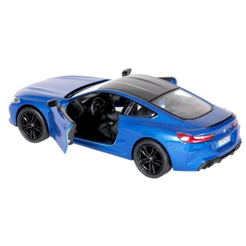 Металлическая модель машинки Kinsmart 1:38 BMW M8 Competition Coupe KT5425W с инерционным механизмом, открывающиеся двери / синий