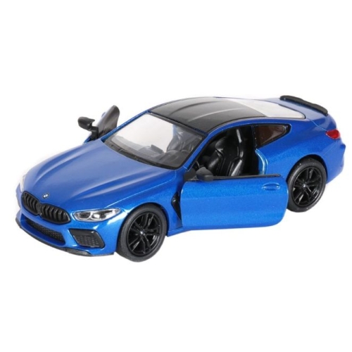 Металлическая модель машинки Kinsmart 1:38 BMW M8 Competition Coupe KT5425W с инерционным механизмом, открывающиеся двери / синий