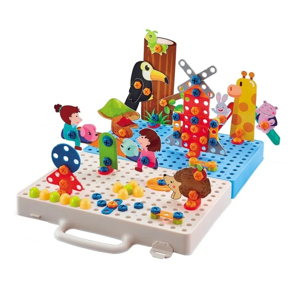 Конструктор 3169-24 мозаїчна головоломка 2в1 плоскі + об'ємні, тварини