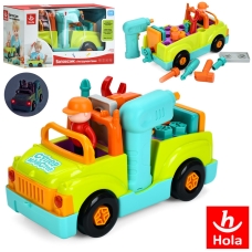 Музичний автомобіль-конструктор Hola 6109 Ваговозчик з інструментами, світлові та звукові ефекти