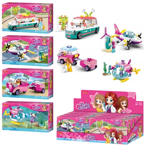 Комплект конструкторів Sluban Girls Dream M38-B0921ABCD серія Транспорт, 4 в 1 (461 деталь)