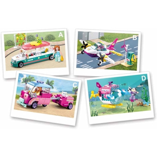 Комплект конструкторів Sluban Girls Dream M38-B0921ABCD серія Транспорт, 4 в 1 (461 деталь)