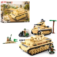 Конструктор Sluban WW2 Вторая мировая война Танк PzKpfw IV и Wespe (ОСА) 543 детали M38-B0693