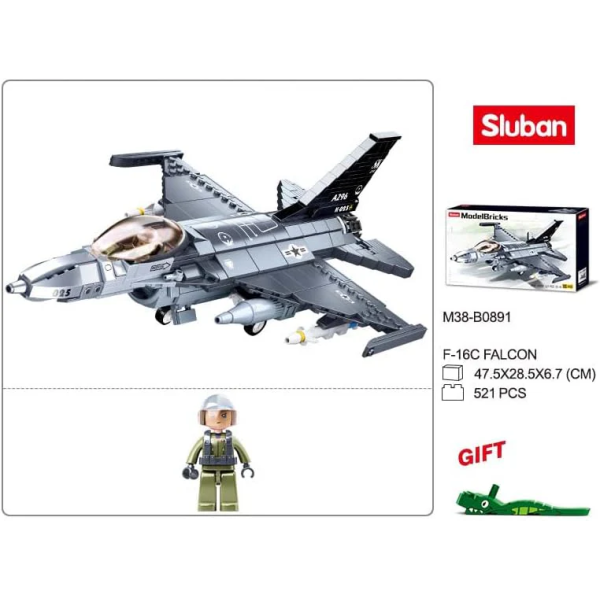 Конструктор Sluban Истребитель F-16C "Сокол" 521 деталь M38-B0891