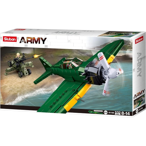 Конструктор Sluban Army WWII M38-B1108 Військовий літак A6M Zero, 560 деталей