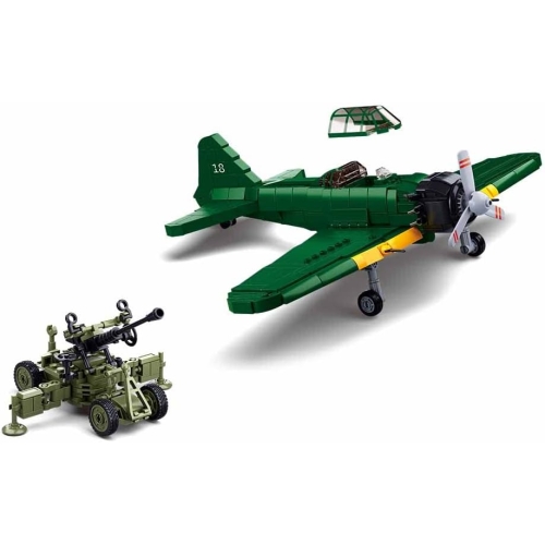 Конструктор Sluban Army WWII M38-B1108 Військовий літак A6M Zero, 560 деталей