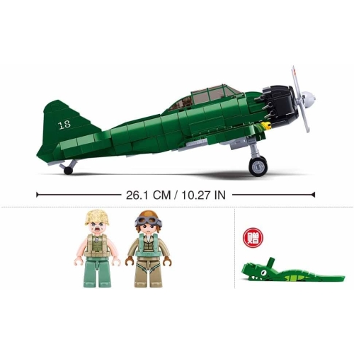 Конструктор Sluban Army WWII M38-B1108 Військовий літак A6M Zero, 560 деталей