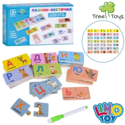 Дерев'яна іграшка Доміно MD 0755 Пазлик-абеточка: українська абетка, тварини та кольори