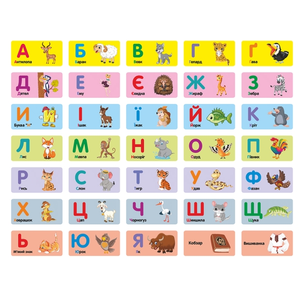 Дерев'яна іграшка Доміно MD 0755 Пазлик-абеточка: українська абетка, тварини та кольори
