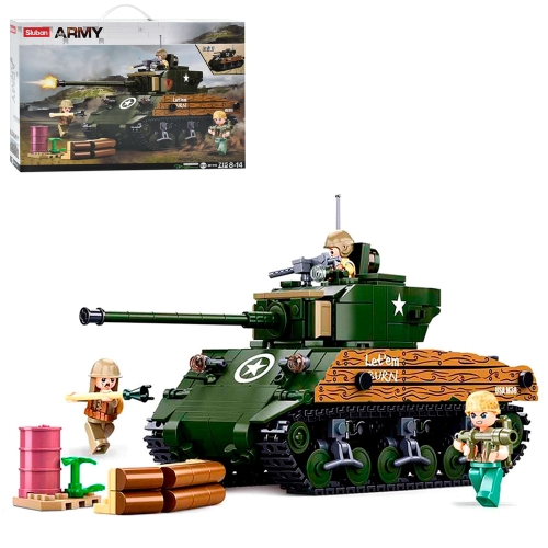 Конструктор Sluban Army WWII M38-B1110 Американський танк M4A3 Sherman 2в1, 715 деталей
