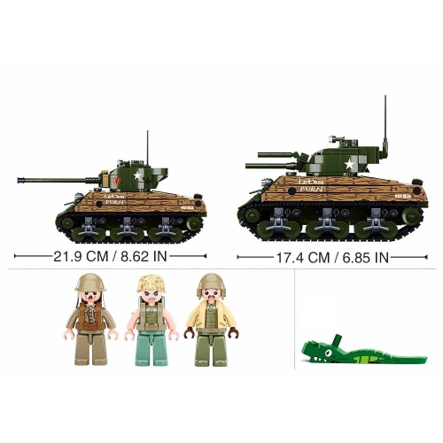Конструктор Sluban Army WWII M38-B1110 Американський танк M4A3 Sherman 2в1, 715 деталей