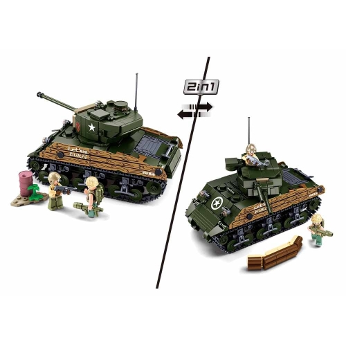 Конструктор Sluban Army WWII M38-B1110 Американський танк M4A3 Sherman 2в1, 715 деталей