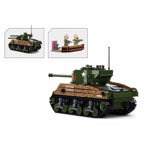 Конструктор Sluban Army WWII M38-B1110 Американський танк M4A3 Sherman 2в1, 715 деталей