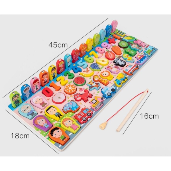 Сортер Монтессори с вкладышами и магнитной рыбалкой - развивающая игрушка MD2901