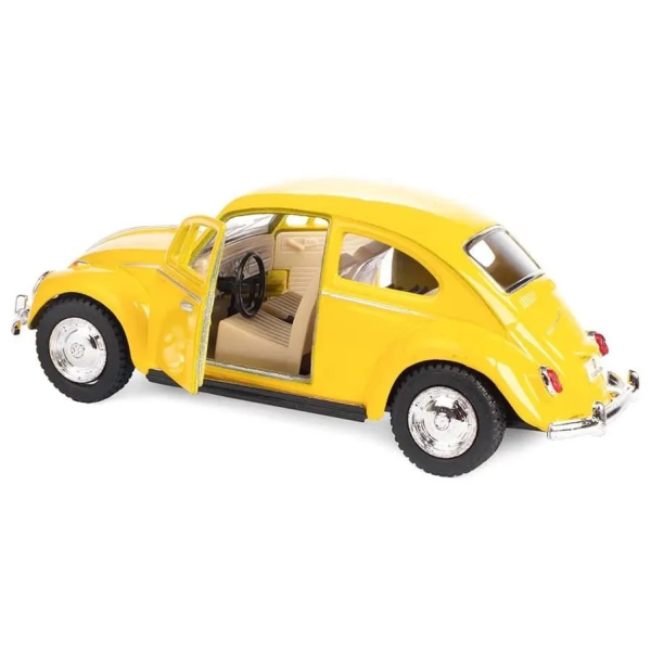 Машинка металева Kinsmart KT5057W 1:32 1967 Volkswagen Classical Beetle (Жук) інерційна, двері відчиняються / Жовтий