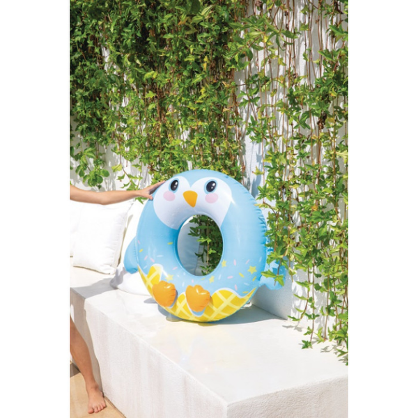 Круг детский надувной для плавания "Пингвинчик" голубой, 84 см х 76 см, от 8 лет, до 40 кг, 59266NP INTEX