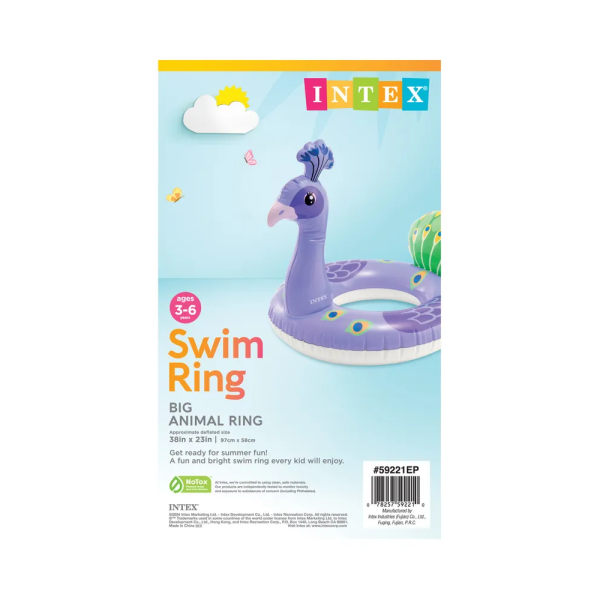 Коло надувне для дітей Intex 59221 "Павич" 107×58 см, 3–6 років