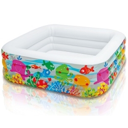 Дитячий надувний квадратний басейн 159x159x50 см, 340 л, Intex "Акваріум", від 3 років 57471 NP
