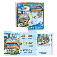 Інтерактивна книга "Транспорт" 36125 (48) WToys, Українське озвучення, звукові ефекти, цікаві факти, сенсорні кнопки, гра з липучками, дошка для малювання, маркер, в коробці