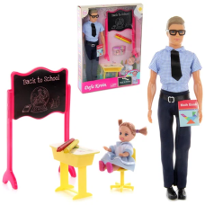 Игровой набор Кукла Defa Kevin Учитель (в рубашке в бело-голубую клетку) и ученица на уроке, игровые предметы, 30 см 8368