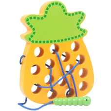 Развивающая Деревянная игрушка Монтессори Головоломка-шнуровка Ананас с червячком MD1228