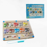 Дерев'яна магнітна гра F 43628 (40) сортер, цифри, кольори, стилус, в коробці