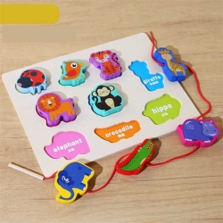 Вкладиші С 74553 (48) “Тваринки”, 9 штук, гра шнурівка, назви англ. мовою, у плівці