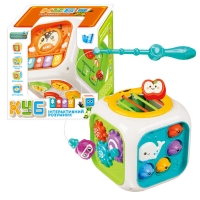 Куб "Інтерактивний розумник" 30671 (32) WToys, Українське озвучення, “Вивчаємо цифри”, “Скоромовки”, “Казки”, “Зіграй мелодію”, пісеньки, барабанчик, підсвічування, магнітна риболовля, сортер, пальчикові ігри, в коробці