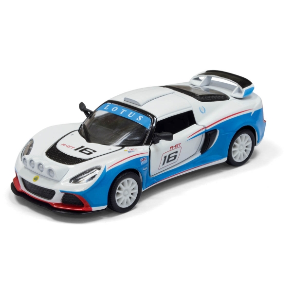 Инерционная металлическая машинка Kinsmart 1:32 2012 Lotus Exige R-GT KT5362W - Бело-голубая