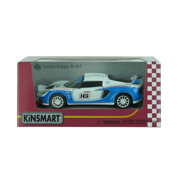 Инерционная металлическая машинка Kinsmart 1:32 2012 Lotus Exige R-GT KT5362W - Бело-голубая
