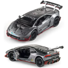 Машинка металлическая Kinsmart 1:36 Lamborghini Huracan LP620-2 KT5389W инерционная, дверь открывается / Серый