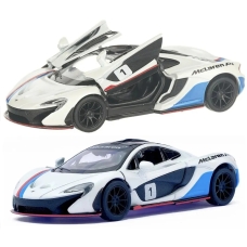 Металлическая инерционная машинка Kinsmart 1:36 McLaren P1, белая с принтом, KT5393WF