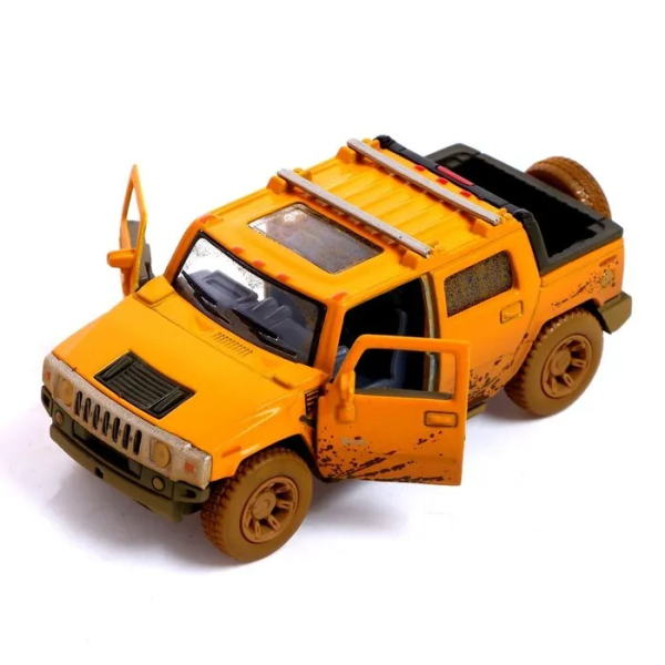 Модель машины Kinsmart 1:40 "HUMMER H2 SUT (Muddy)" инерция KT5097WY / Желтая